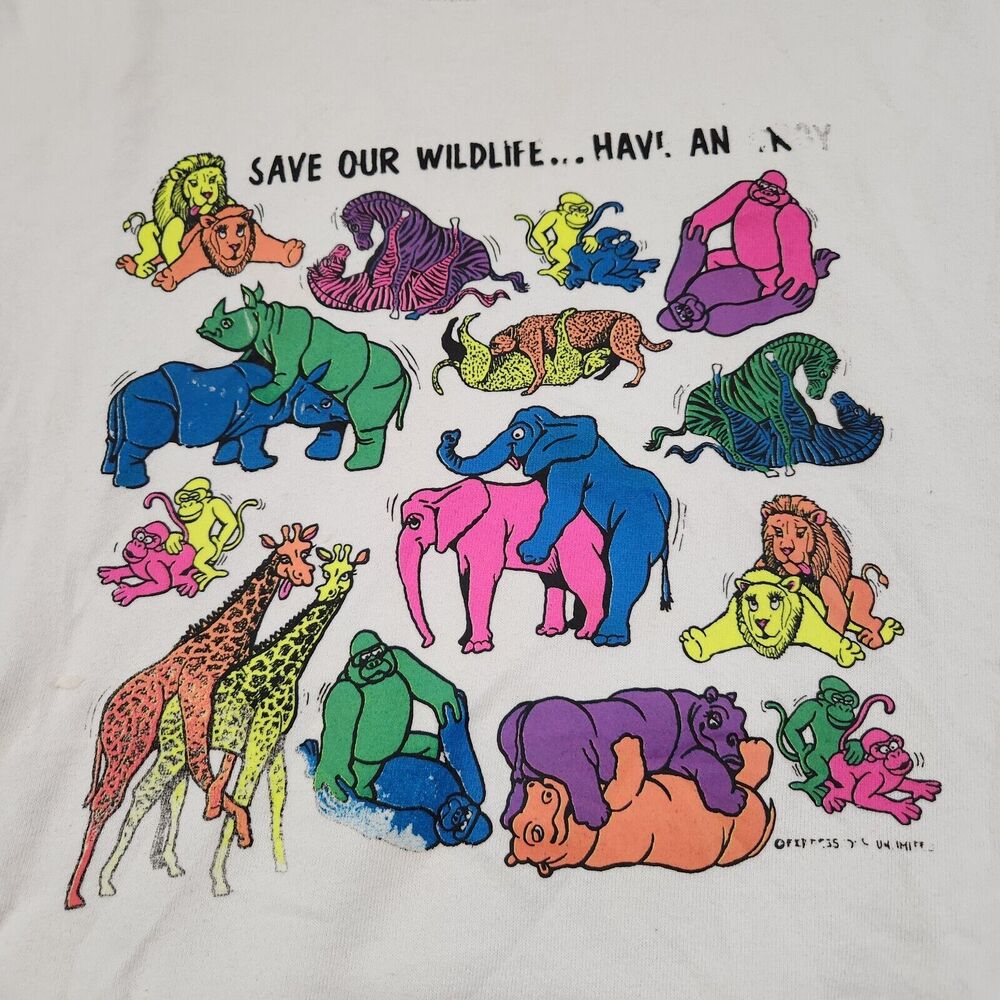 VTG 80s Animal Sex Positions Mens XL USA Made‎ Crewneck Sweatshirt Funny Joke - Picture 4 of 16